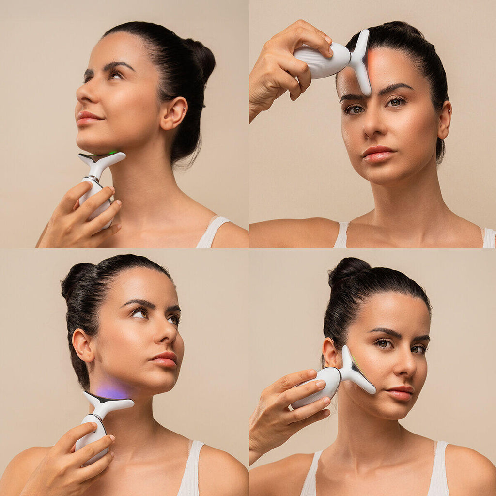Masajeador Facial Eléctrico Reafirmante para Cara y Cuello con LED, EMS y Calor Selora InnovaGoods